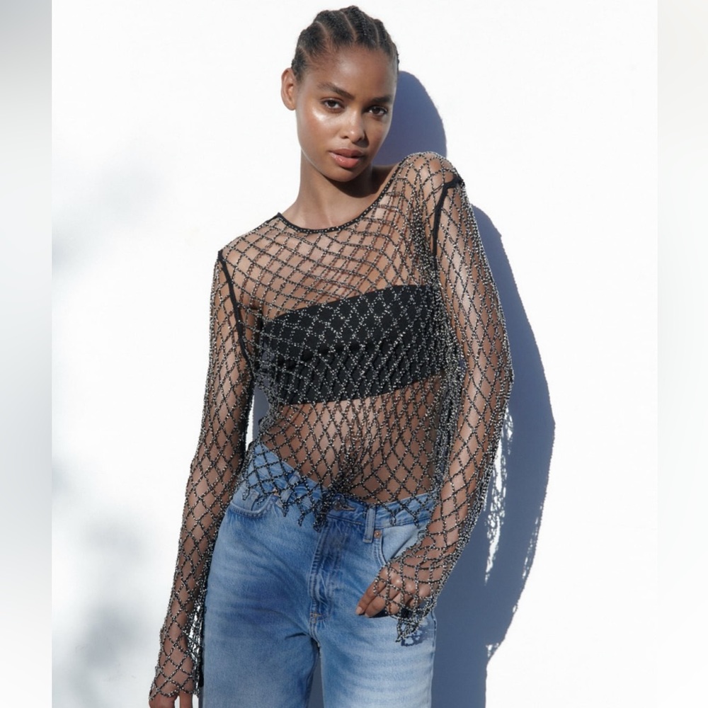 Coachella RHINESTONE MESH TOP